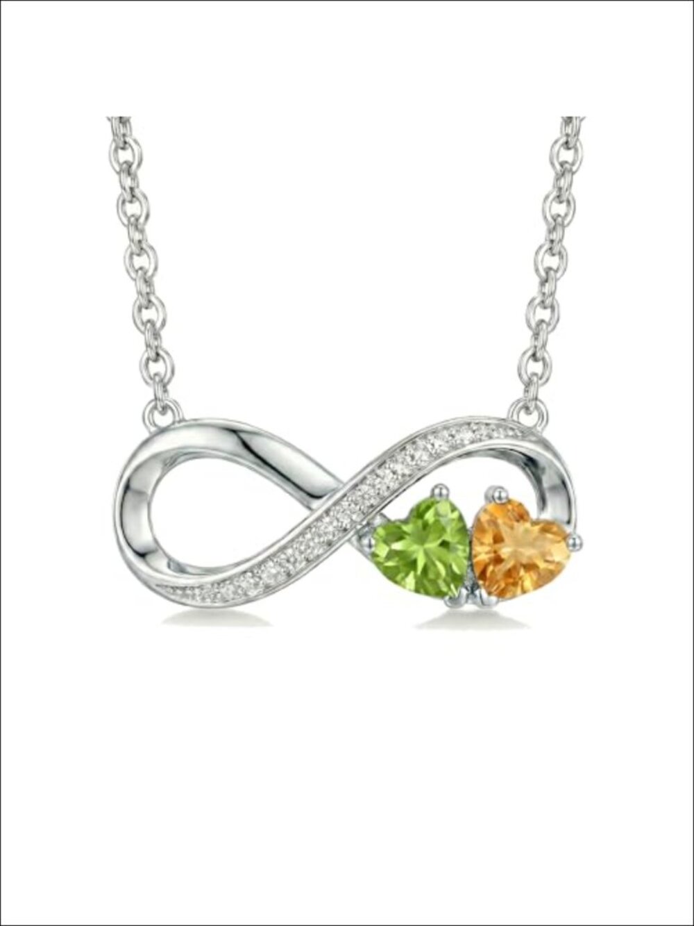 Birthstone Infinity Necklace 18K White Gold Plated Adjustable Chain Women